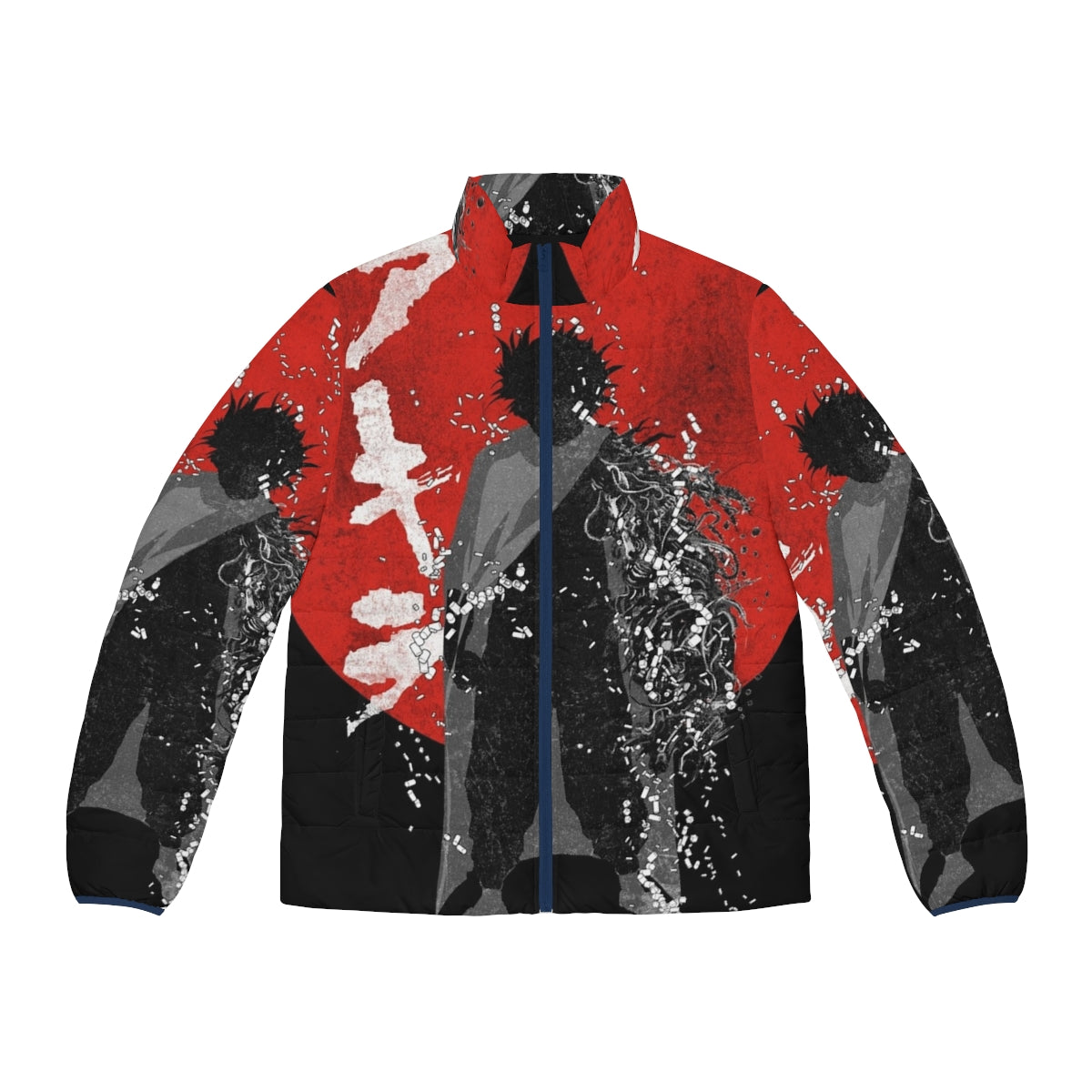 Neo Yokai Puffer Jacket featuring cyberpunk-inspired design and Japanese mythological elements