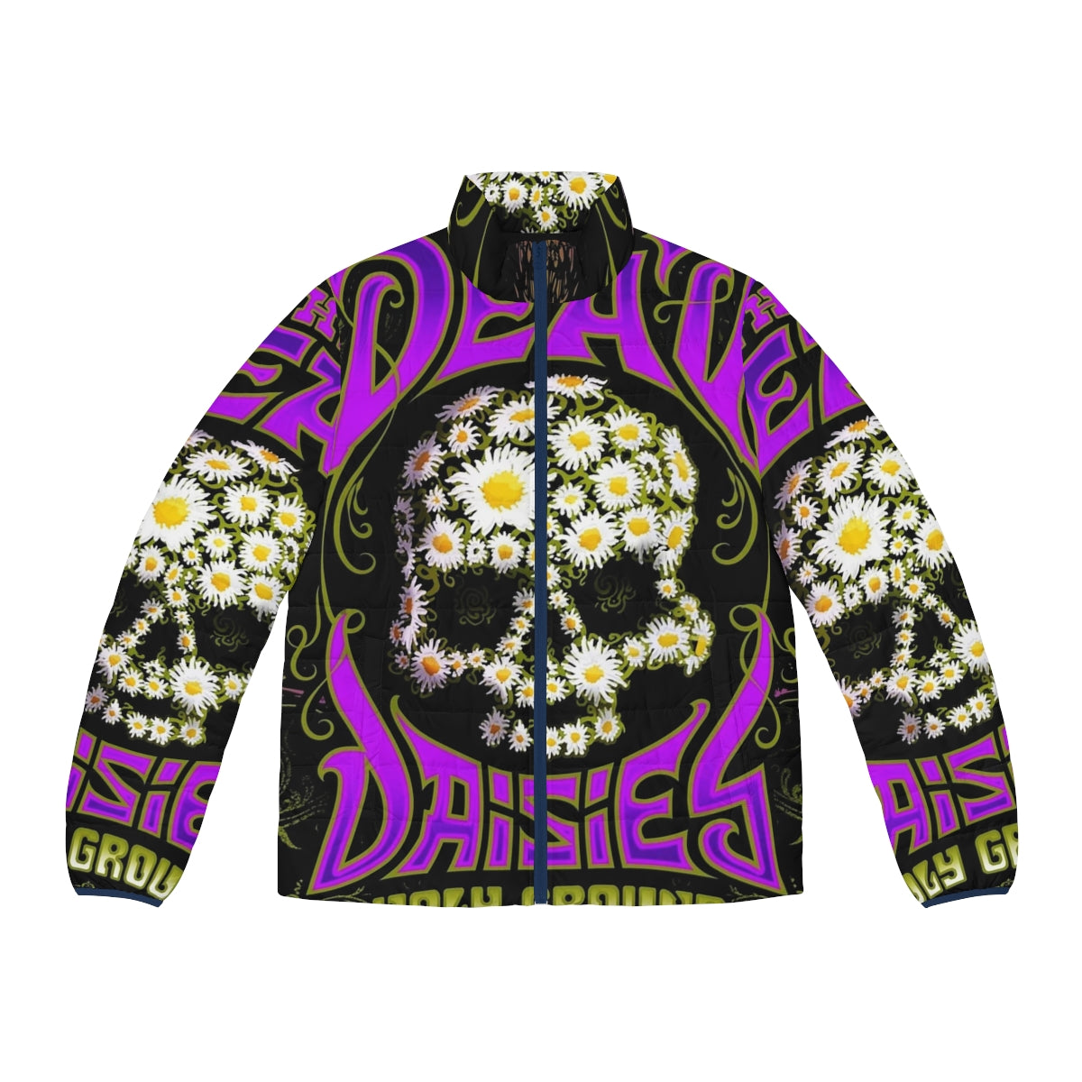 Dead Daisies Holy Ground 2021 Masjun Puffer Jacket featuring the band's logo and album art