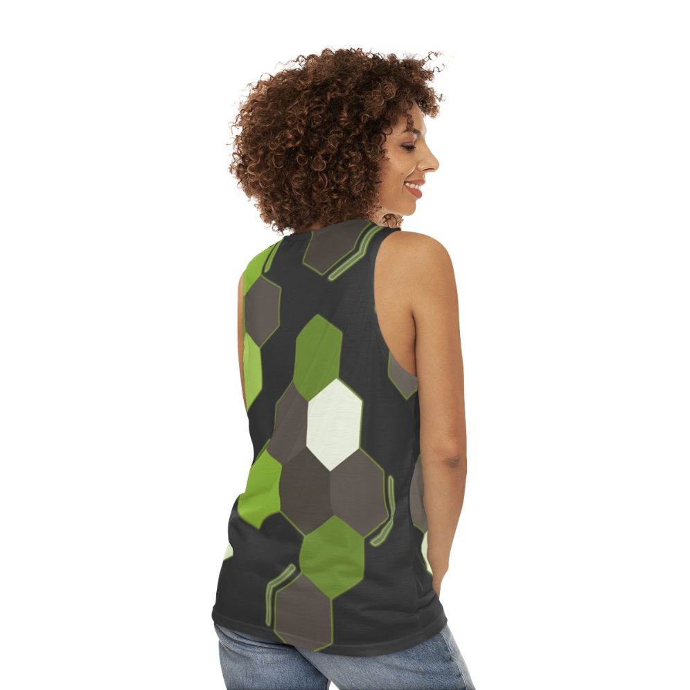 Hexagonal Scales Unisex Tank Top featuring a Zygarde inspired geometric design - women back