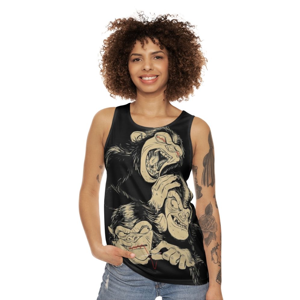 Three Wise Monkeys Unisex Tank Top - women