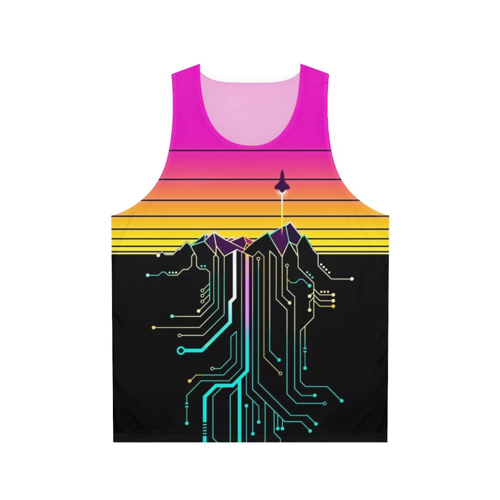 Unisex tank top with synthwave, vaporwave, and NASA space-inspired design