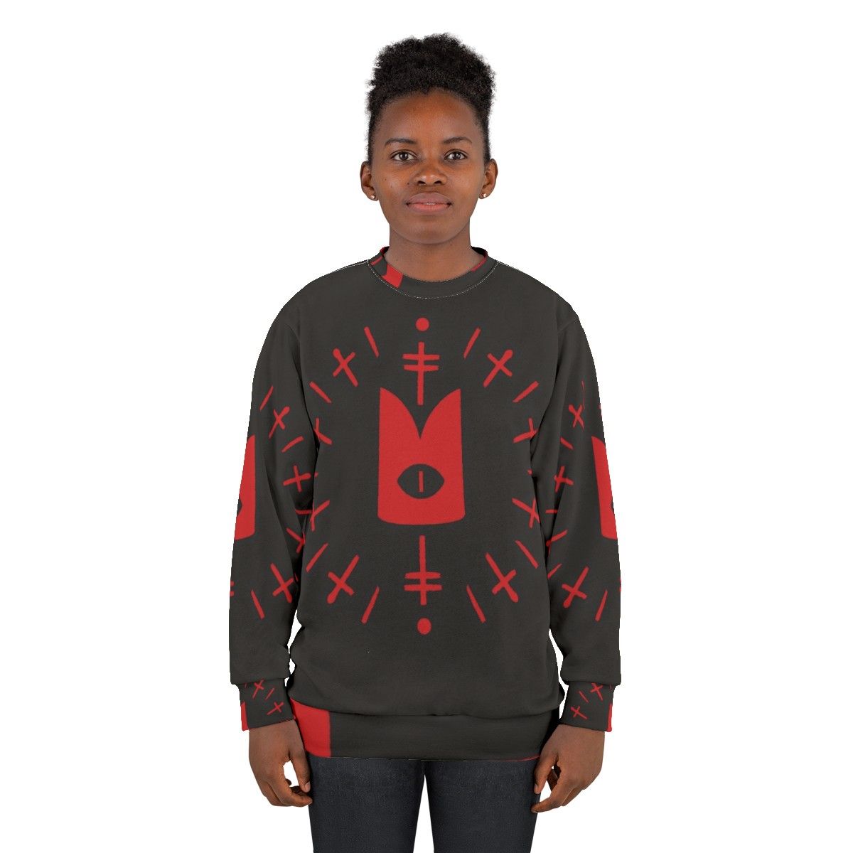 Cult of the Lamb Ritual Red Sweatshirt with Occult Symbols - women