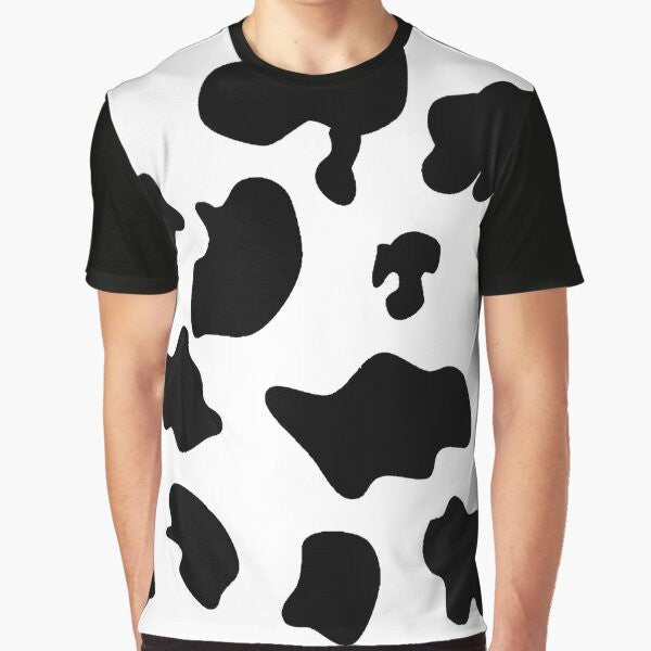 Cow pattern spots animal print graphic design on a t-shirt