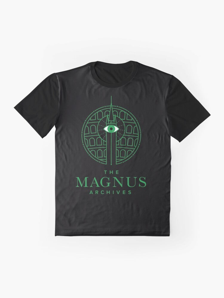 The Magnus Archives Panopticon Graphic T-Shirt featuring the eye symbol from the horror fiction podcast - Flat lay