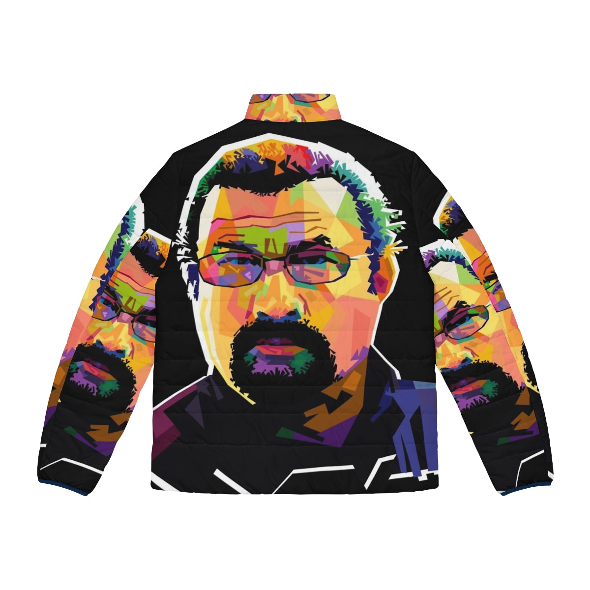 Steven Seagal in a vibrant pop art-inspired puffer jacket - Back