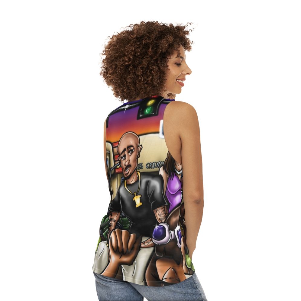 Unisex "To Live and Die in L.A." Airbrush Graffiti Tank Top - women back