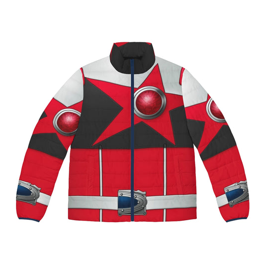 Shishired Puffer Jacket featuring space-themed design inspired by Uchuu Sentai Kyuranger