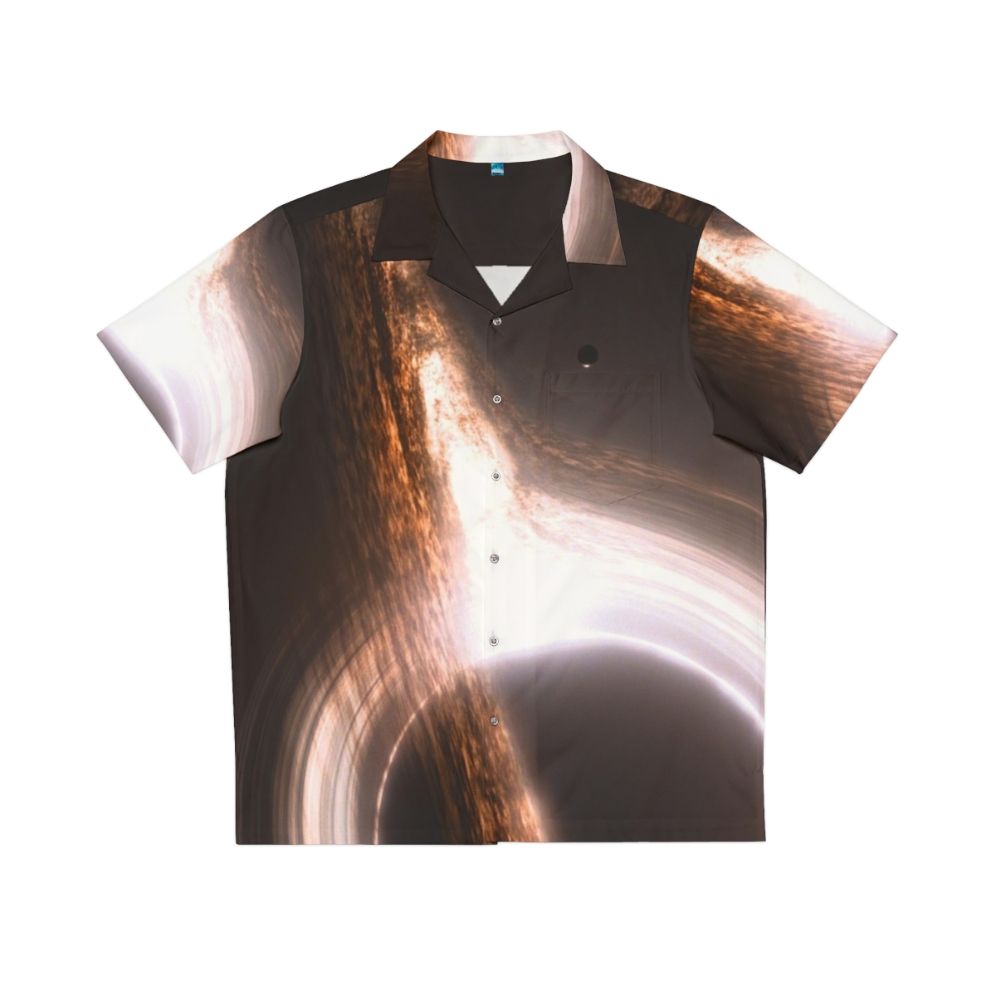 Interstellar black hole Hawaiian shirt with galaxy and cosmic design