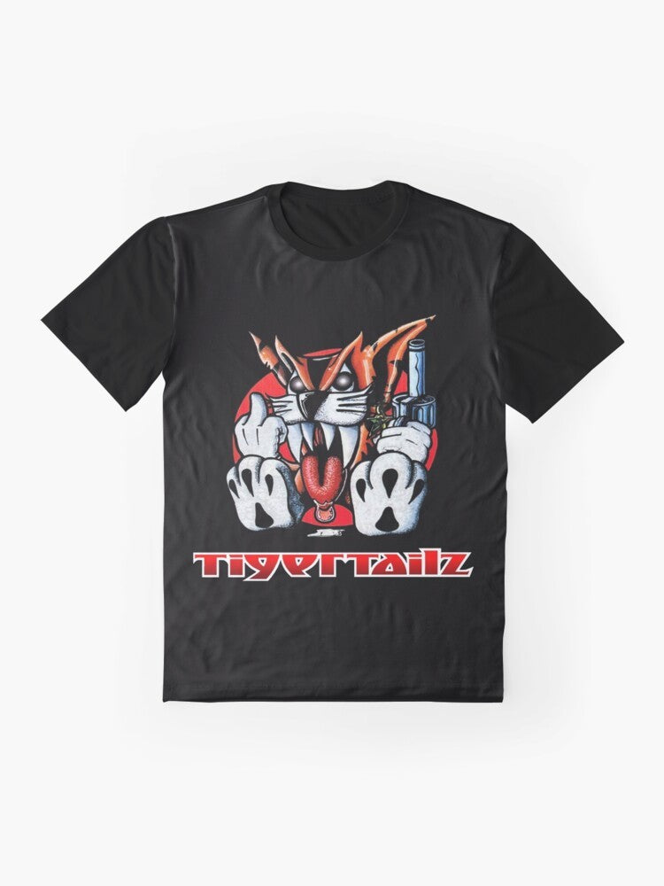 Tigertailz Glam Metal Band Graphic T-Shirt - Flat lay