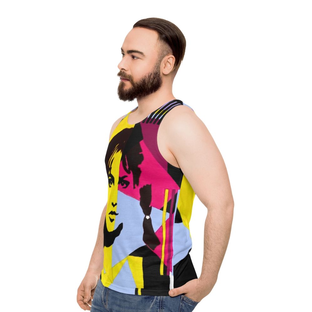 Unisex tank top with geometric pop art design - men side