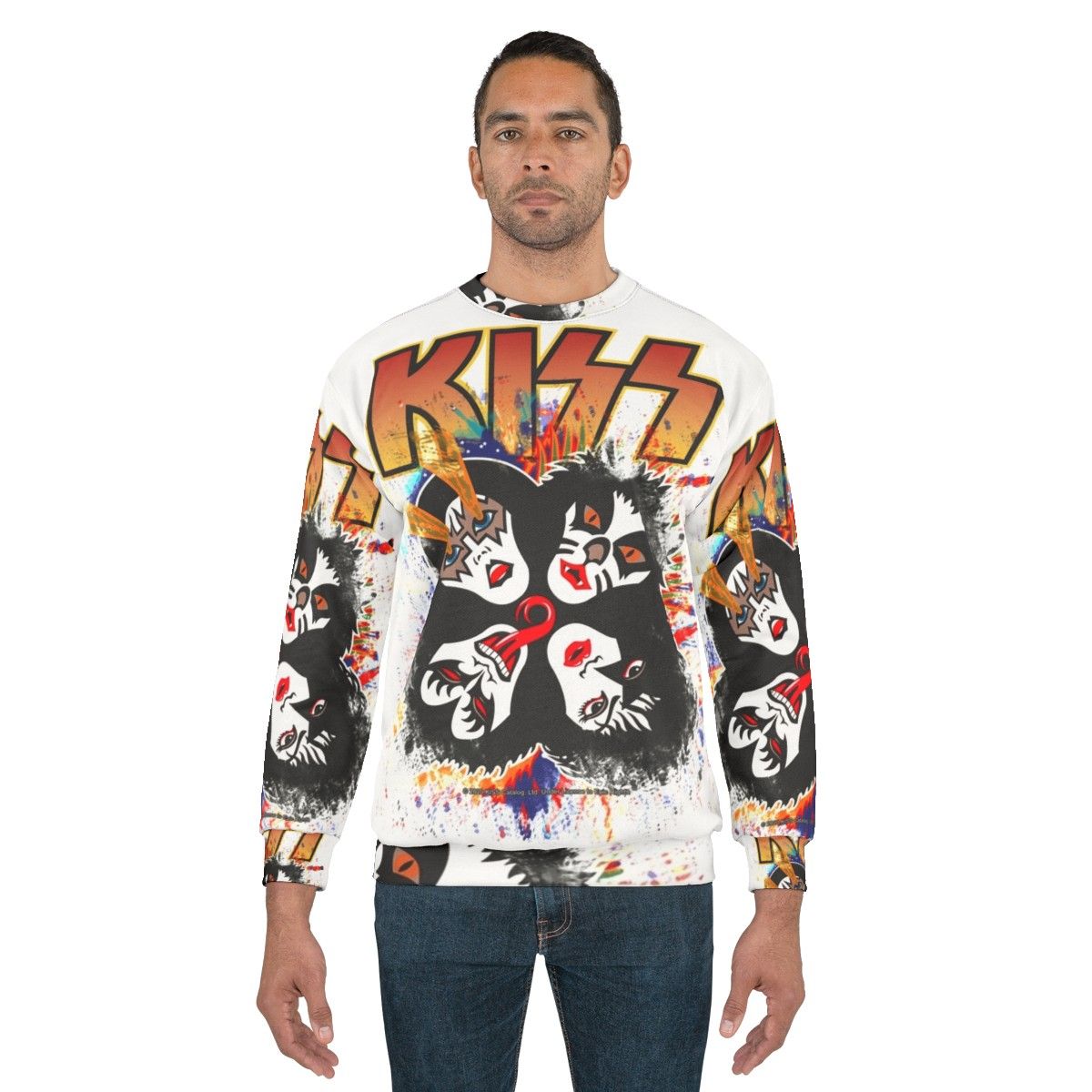 Kiss Band Rock and Roll Sweatshirt with Splash Logo - men