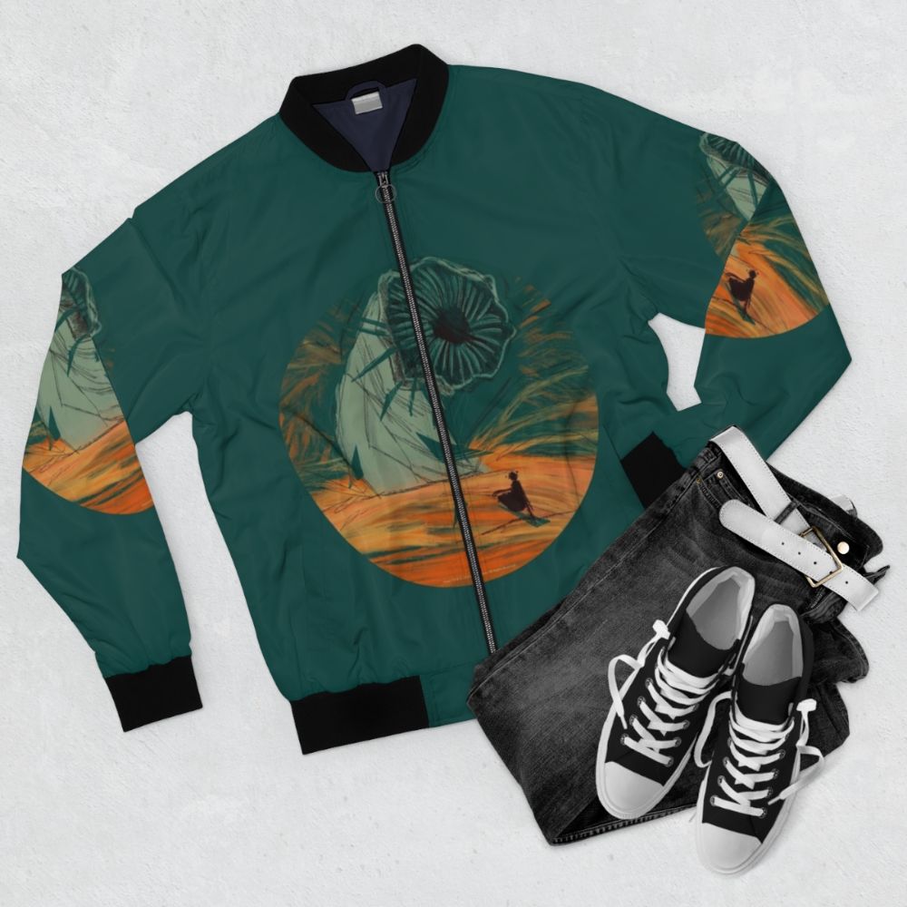 Dune-inspired bomber jacket with sci-fi design - Flat lay