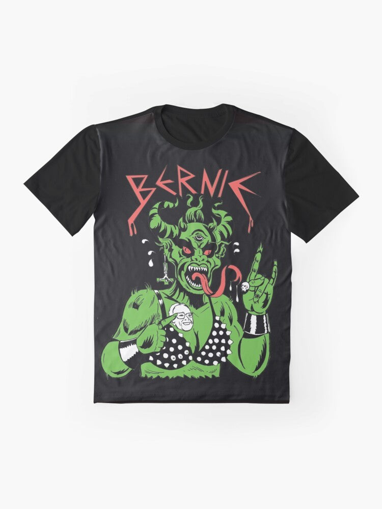 "Graphic t-shirt featuring a design inspired by Bernie Sanders and his progressive policy platform" - Flat lay