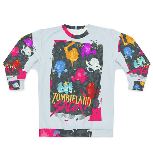 Zombieland Saga anime sweatshirt with zombie and manga characters