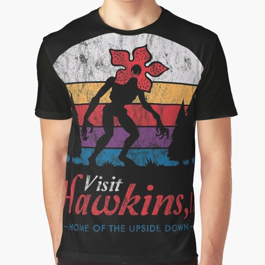 Stranger Things 'Visit Hawkins' vintage distressed demogorgon graphic t-shirt