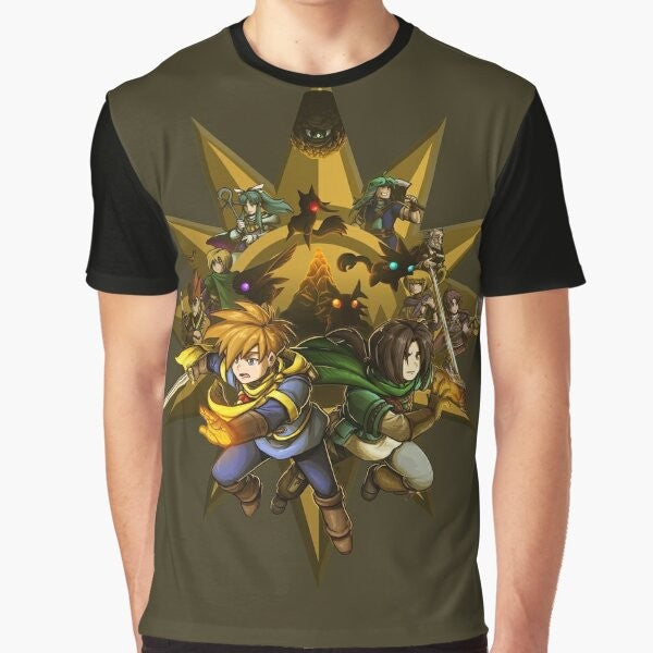 Golden Sun graphic t-shirt featuring the cast of the classic Game Boy Advance RPG