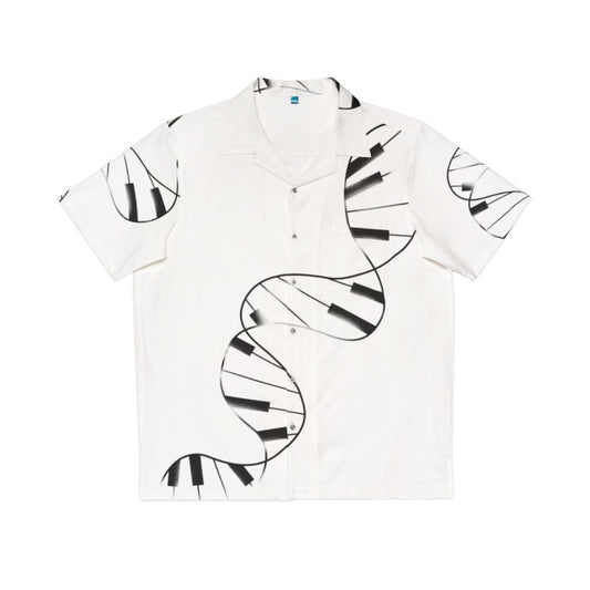 Dna Piano Hawaiian Shirt with music notes and genetic pattern