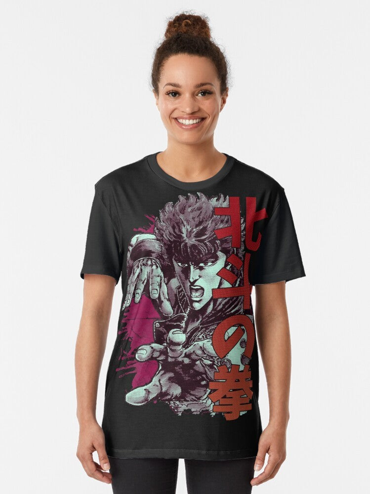 Kenshiro, the protagonist of the Fist of the North Star manga and anime series, featured on a graphic t-shirt - Women