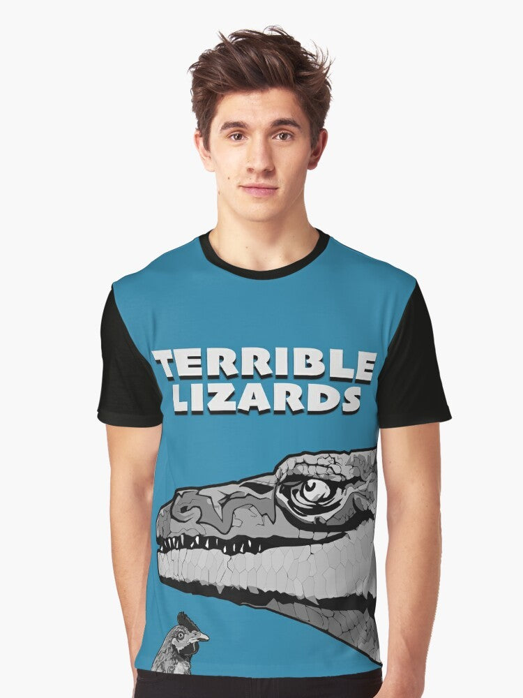 Terrible Lizards Graphic T-Shirt featuring a dinosaur, megalosaurus, and other prehistoric creatures - Men