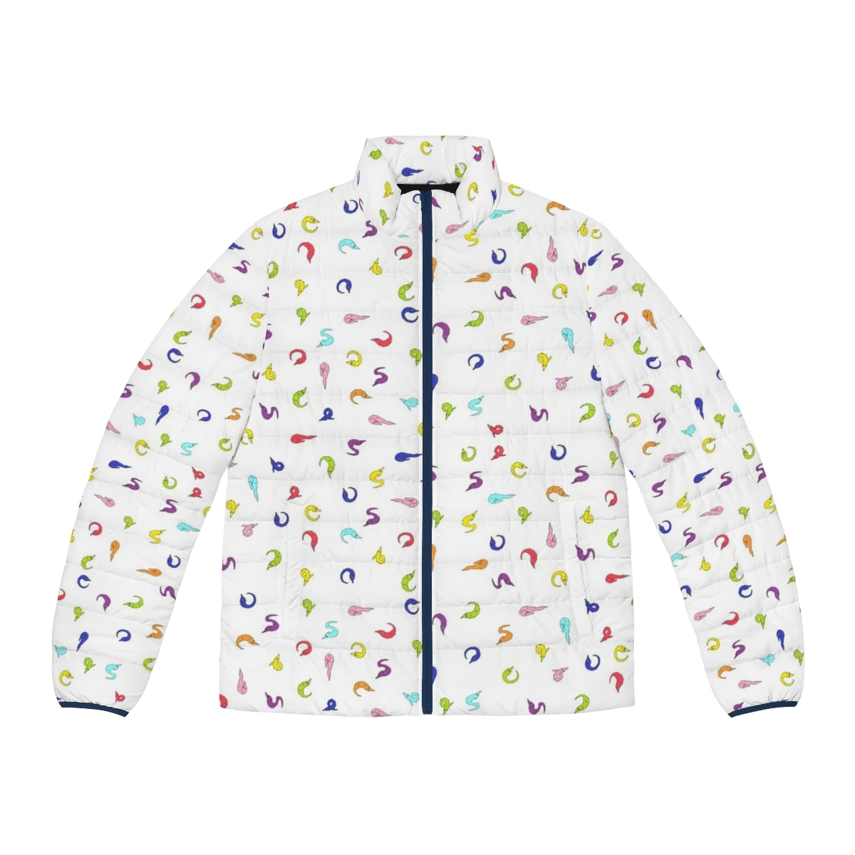 Worm Parade Puffer Jacket featuring whimsical, magical worms