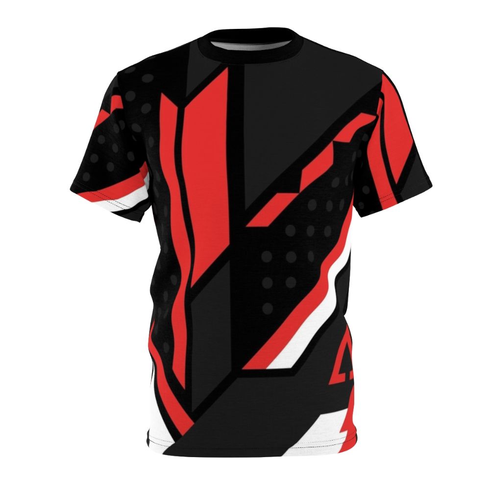 Counter Strike Global Offensive inspired all-over-print t-shirt with tactical shooter and skin graphics