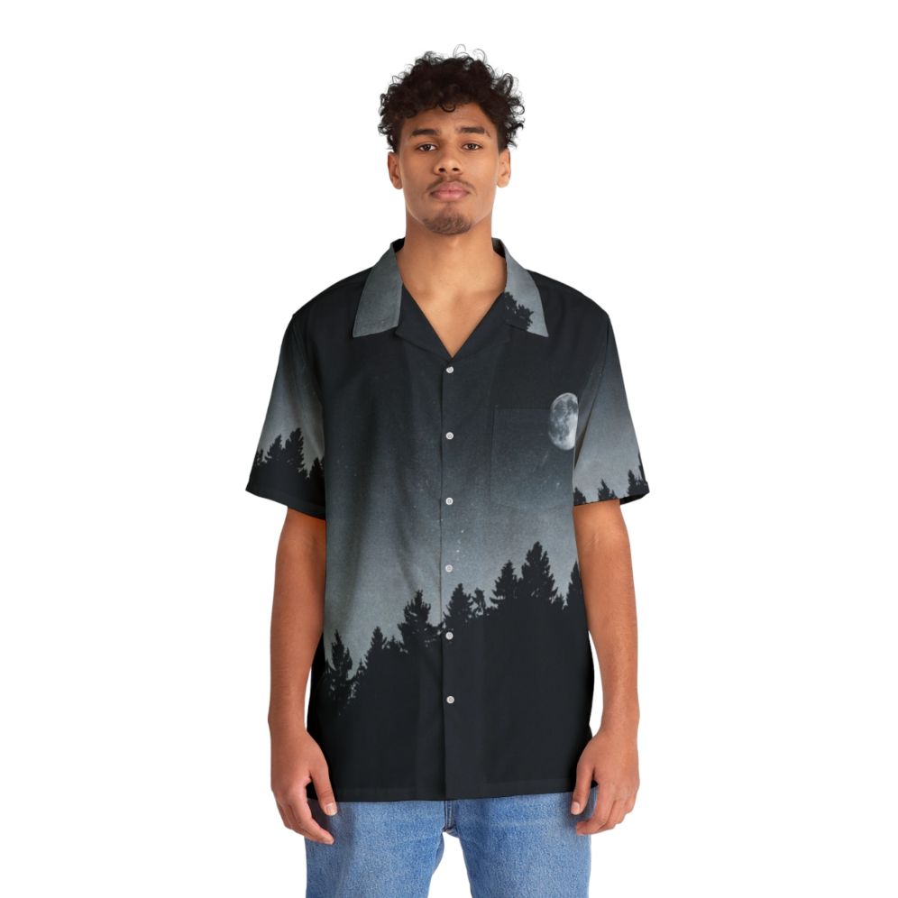 Under Moonlight Hawaiian Shirt featuring a mysterious nocturnal landscape - People Front