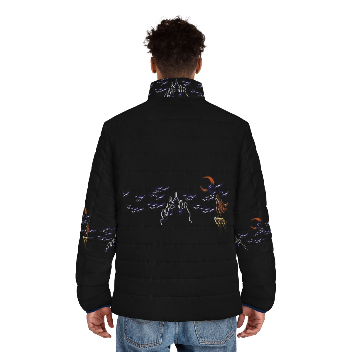 Castlevania III Dracula's Curse Retro Gaming Puffer Jacket - men back