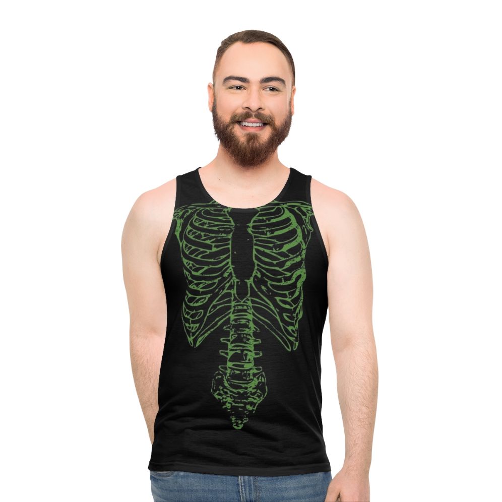 Unisex tank top with a heavy metal skeleton print - men