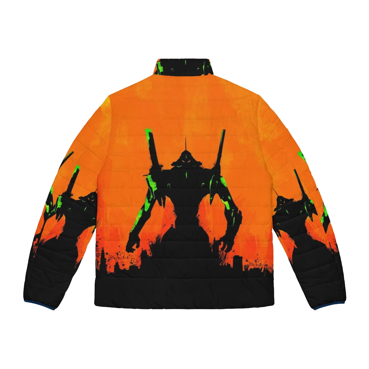 Evangelion puffer jacket with minimalist anime design - Back