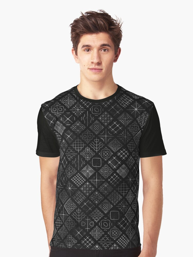 Cymatics Chladni Patterns Graphic T-Shirt featuring geometric patterns and vibrations - Men