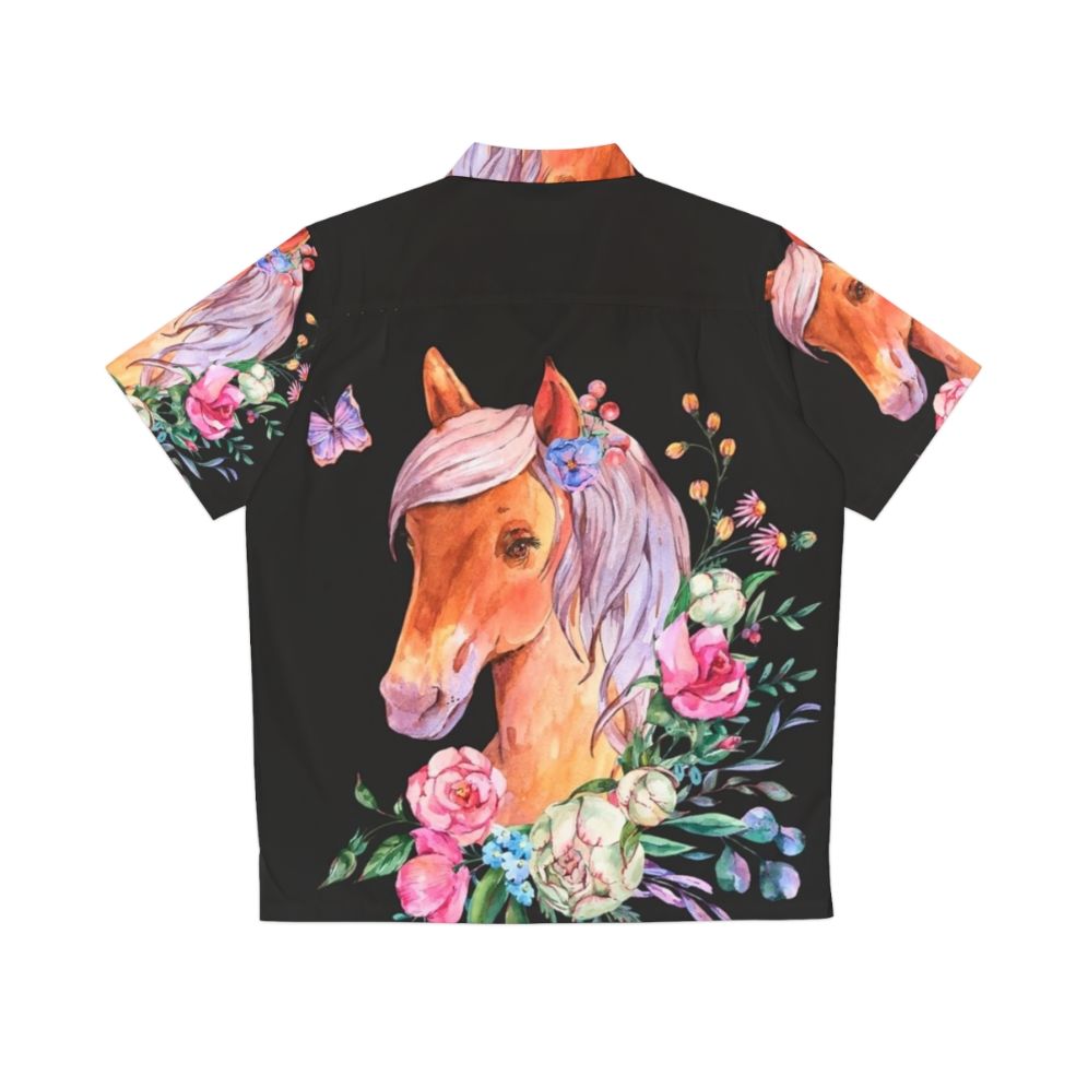 Floral horse Hawaiian shirt with mythical creature design - Back