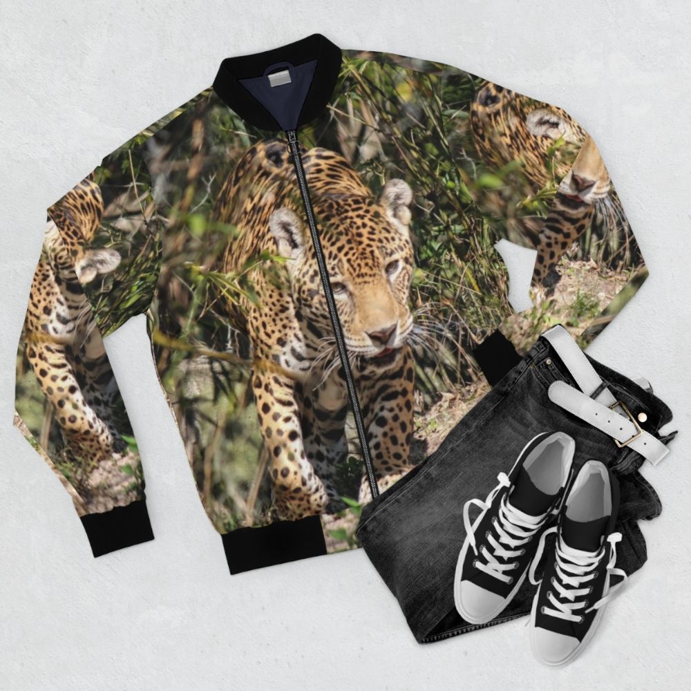 Jaguar Approach Bomber Jacket featuring an animal-inspired design - Flat lay