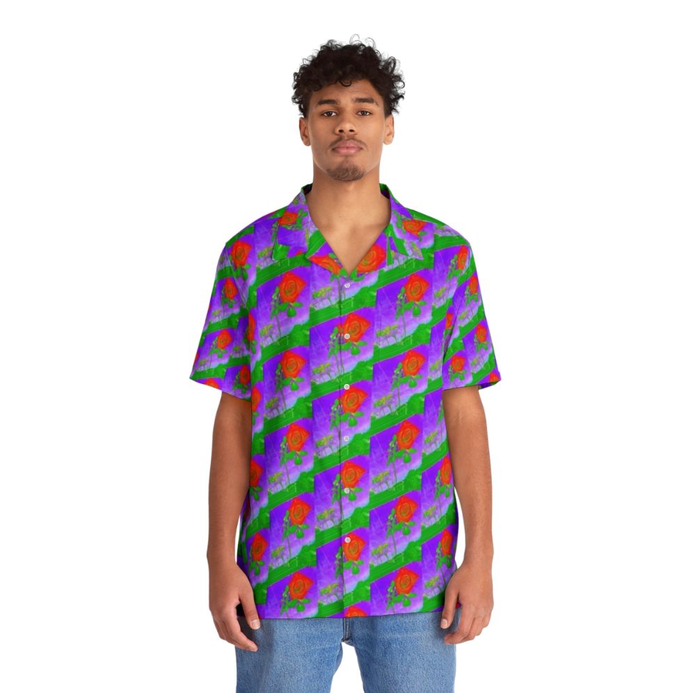 Acid rose Hawaiian shirt with vibrant tropical floral pattern - Lifestyle