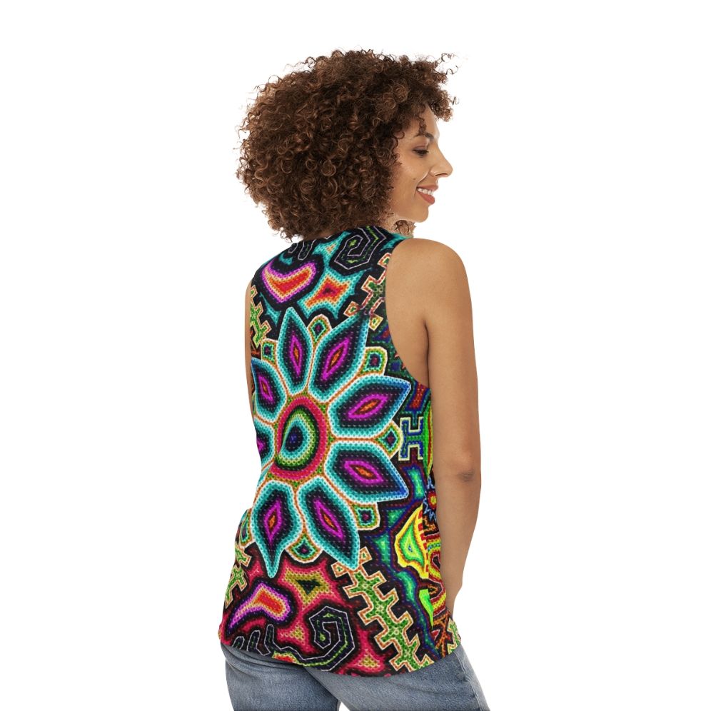 Huichol art Mexico unisex tank top - women back