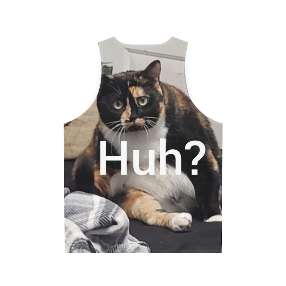 Unisex funny cat "Huh" tank top - Back