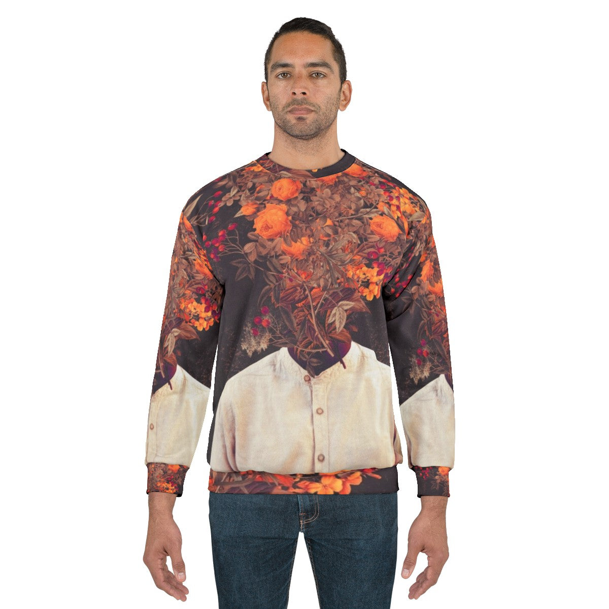 Vintage floral graphic design bloom sweatshirt - men