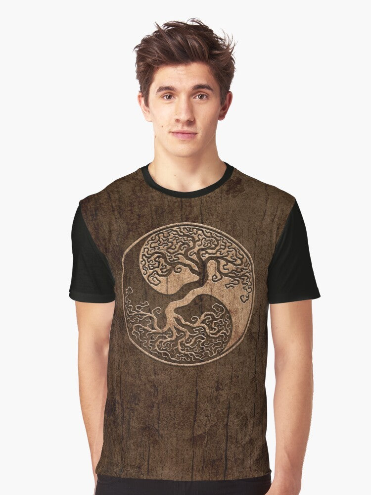 Yin Yang Tree of Life Graphic T-Shirt with Natural Balance Design - Men