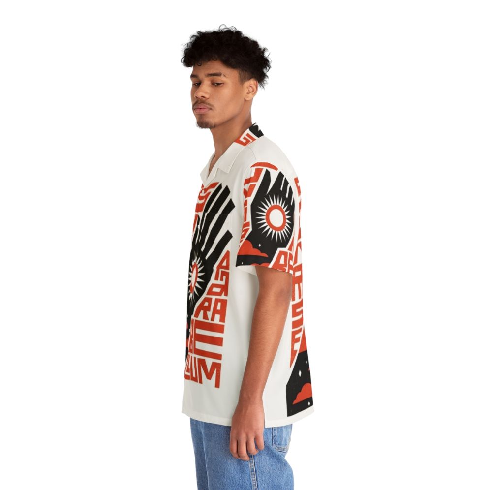 Vibrant tropical Hawaiian shirt featuring Disco Elysium inspired design - People Left