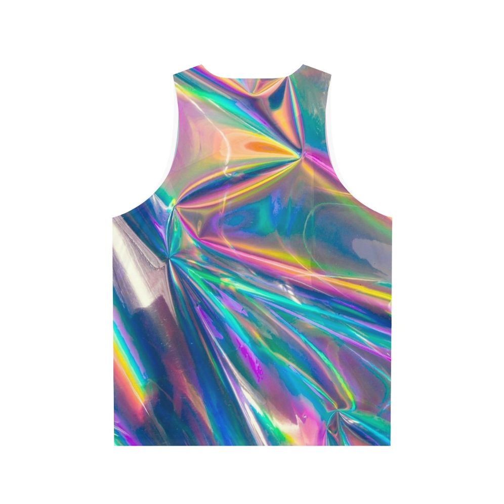 Holographic unisex tank top with vibrant, iridescent colors - Back