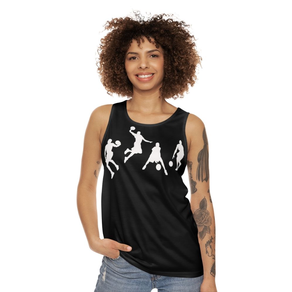 Basketball Player Unisex Tank Top featuring Michael Jordan's iconic style - women