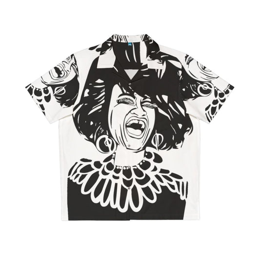 Ceila Cruz inspired Hawaiian shirt featuring an abstract black and white portrait