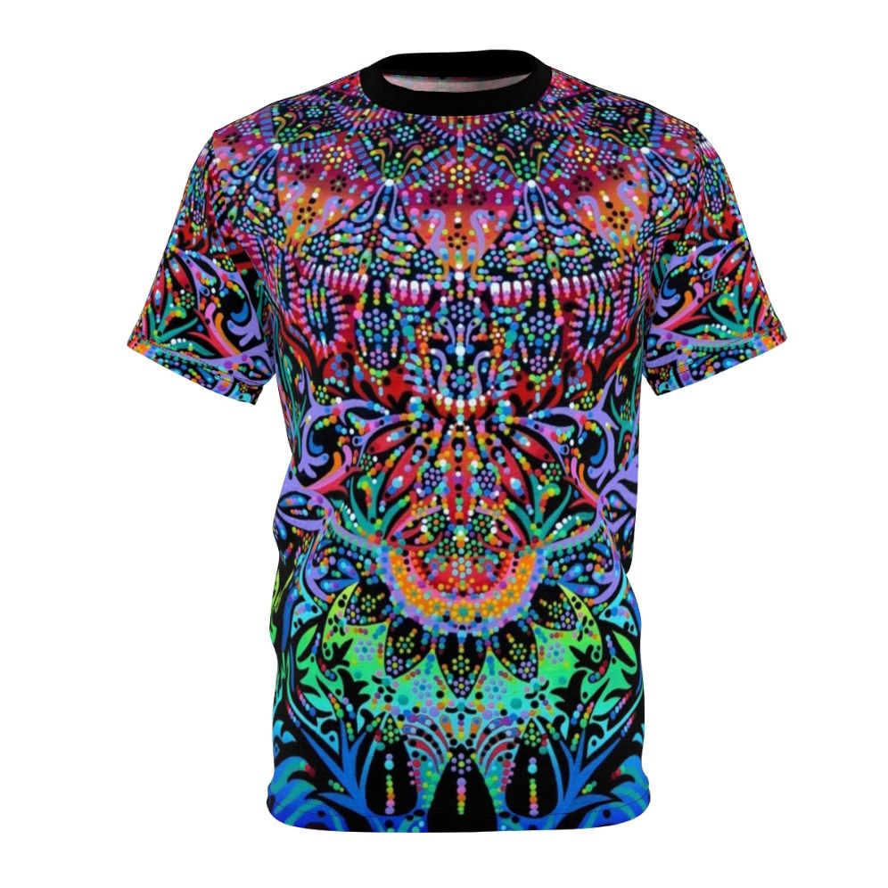 Colorful mandala design on a high-quality t-shirt for a positive and spiritual lifestyle