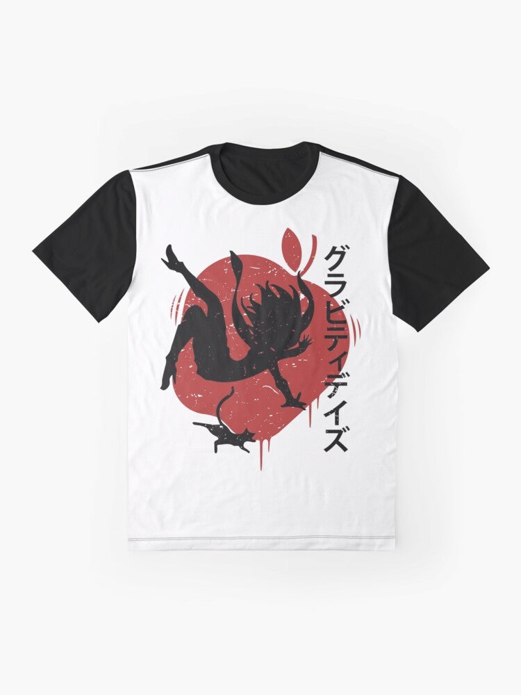 Gravity Rush Graphic T-Shirt Featuring Kat, the Main Character from the Gravity Rush Video Game Series - Flat lay