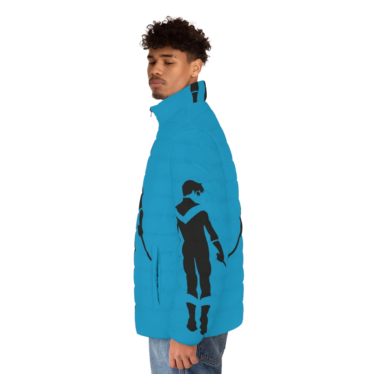 Nightwing Minimalist Puffer Jacket - DC Comics Inspired Superhero Apparel - men side left