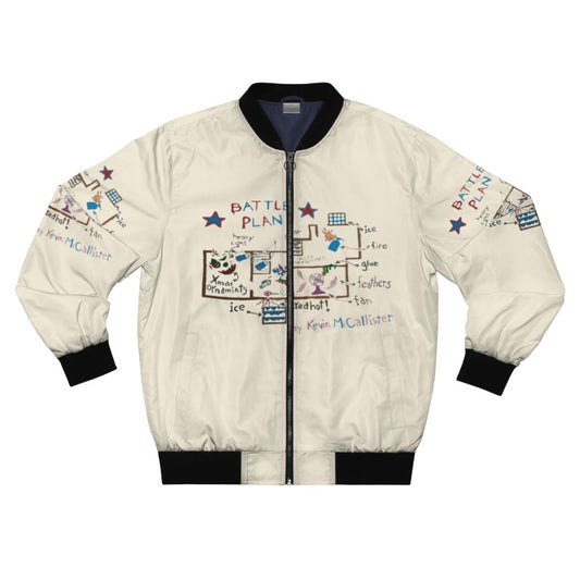 "Home Alone" inspired bomber jacket with pop culture graphics
