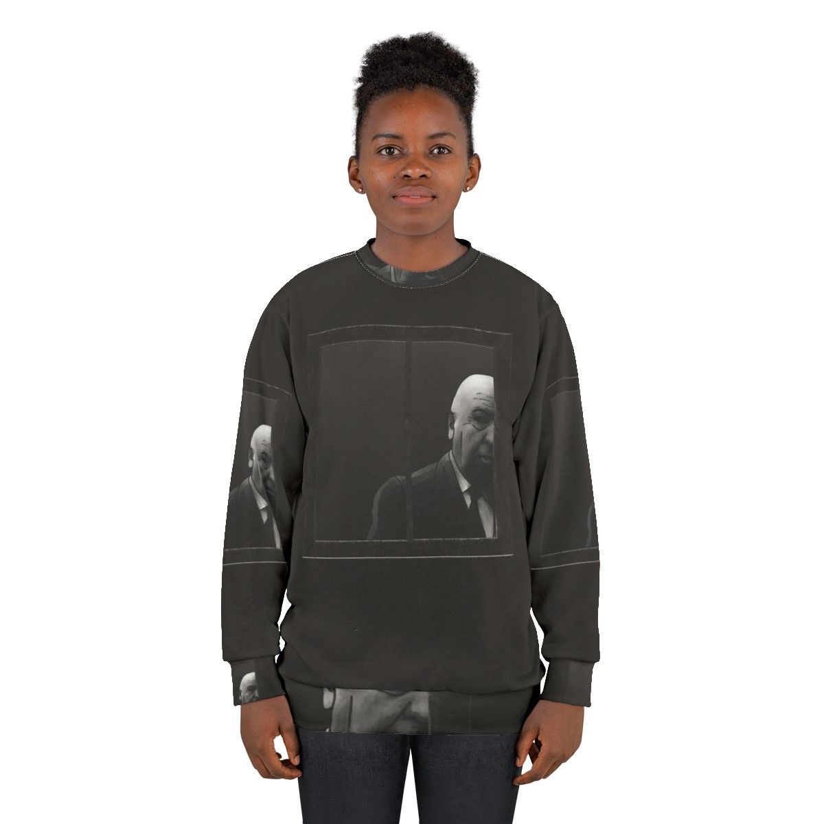 Alfred Hitchcock Black and White Graphic Sweatshirt - women