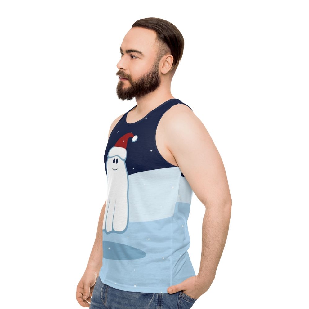 Cute Christmas ghost unisex tank top - men side