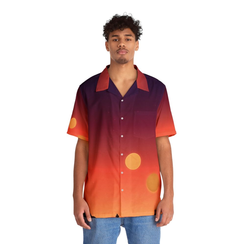 Tatooine Hawaiian Shirt featuring a gradient design of the dual suns - People Front