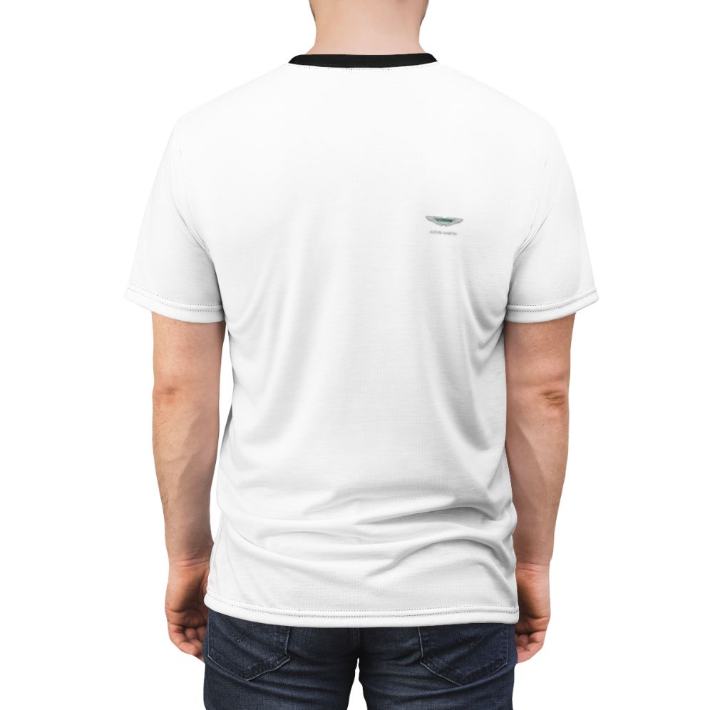 Aston Martin inspired t-shirt design featuring the iconic Aston Martin logo - men back