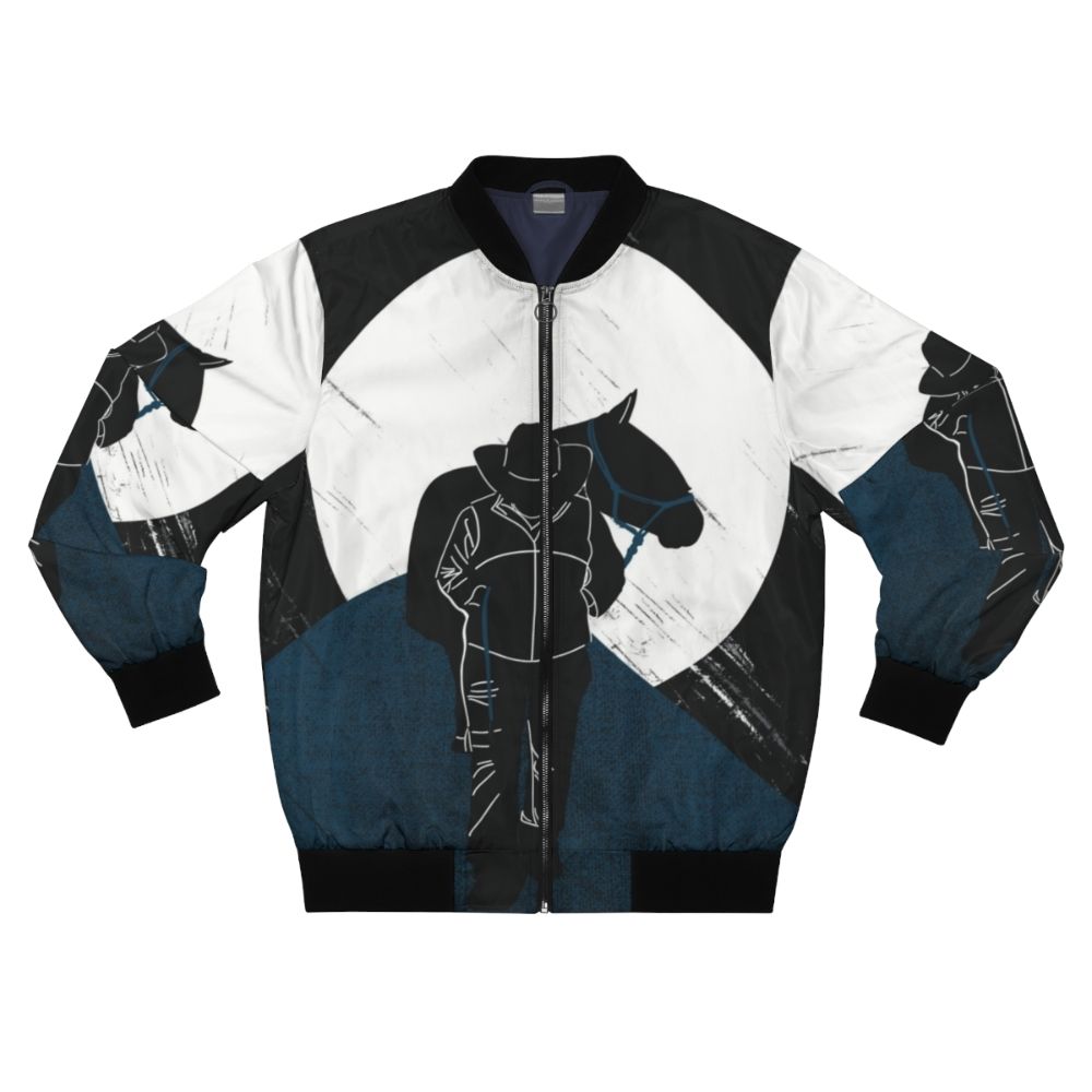 Long Walk Bomber Jacket with Horse and Moon Design